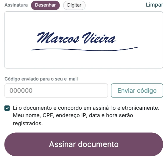 Assinatura do contrato pelo celular no RobSolution